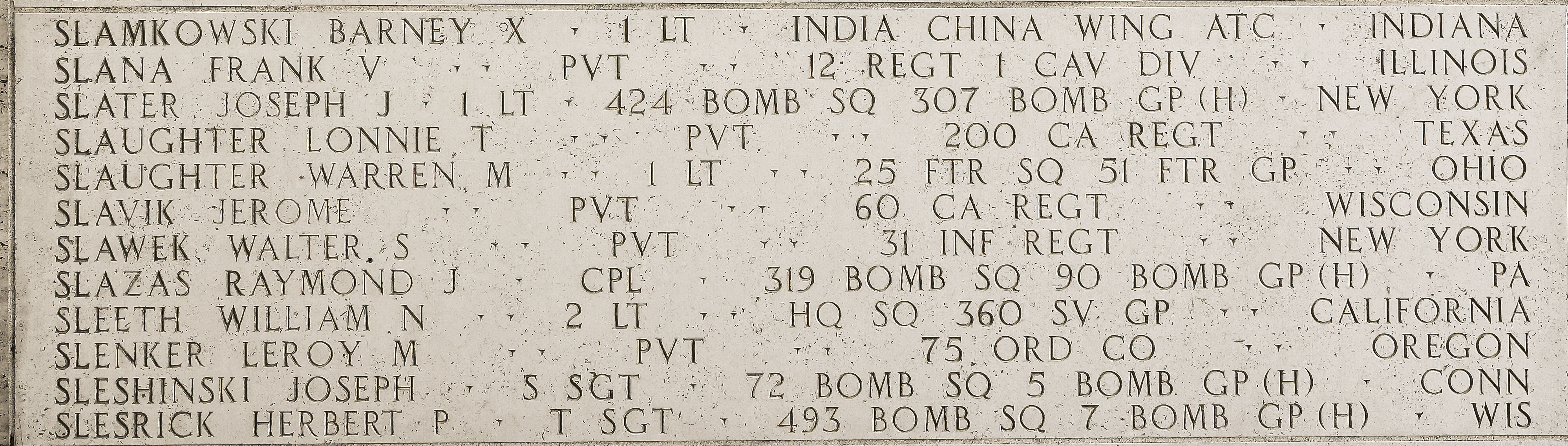 Herbert P. Slesrick, Technical Sergeant